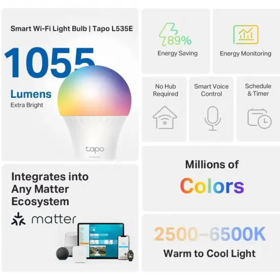 Ağıllı WiFi lampa TP-Link Tapo L535E